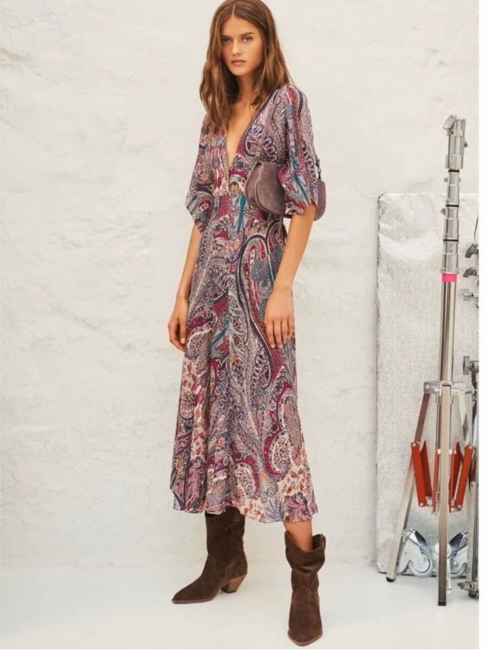 Ba&Sh Paisley Print Boho Whimiscal Midi Dress Size Medium Etherial Lightweight